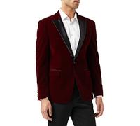 Mens Velvet Tuxedo Dinner Jacket Retro Smoking Coat Formal Tailored Fit Blazer[BLZ-Dinner-SAM-Burgundy,Wine Velvet,Chest UK 42 EU 52]