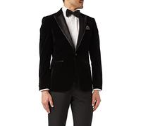 Mens Velvet Tuxedo Dinner Jacket Retro Smoking Coat Formal Tailored Fit Blazer[BLZ-Dinner-Tim-Black,Jet Black,Chest UK 54 EU 64]