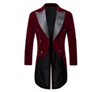 Mens Velvet Tuxedo Tailcoat Elegant Lapel Collar Wedding Blazer Coat | Velvet Tuxedo Tailcoat with Satin Lapel,Formal Wedding Suit,Elegant Stage Costume for Banquets,Concerts