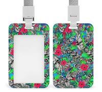 Men's Vertical ID Badge Holder, Pink Blue Unicorns Rainbow Cloud Smooth Versatile Plastic Lanyard for ID Badges, Cool Doctors and Nurses Name Card Holder