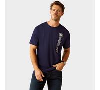 ARIAT Vertical Logo Mens Short Sleeve T-Shirt - Classic Blue/White Small