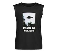 Men's Vest I Want to Believe X-Files Poster Men's Sleeveless T Shirt Casual Tops Clothing Black M