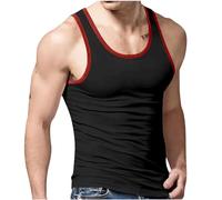 Mens Vest Mens Running Top Solid Color Mens Sleeveless Vest Scoop Neck Black Tank Top Men Lightweight Gym Clothes Men Knitted Muscle Fit Shirts For Men Summer Shirts Vertical Stripe Fitness Sports Top