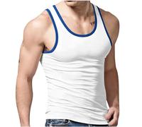 Mens Vest Running Tops Solid Color Sleeveless Vest Scoop Neck Tank Top Men Lightweight Gym Clothes Knitted Muscle Fit Shirts for Men Summer Shirts Vertical Stripe Fitness Sports Top