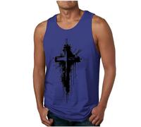 Men's Vest Sleeveless Cross Religious Faith Inspirational Plain Muscle Graphic Print Vest Tops Bible Verse Casual Athletic Outdoor Tank Tops Christian Gifts for Men