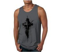 Men's Vest Sleeveless Cross Religious Faith Inspirational Plain Muscle Graphic Print Vest Tops Bible Verse Casual Athletic Outdoor Tank Tops Christian Gifts for Men