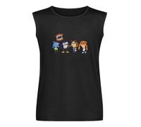 Men's Vest Tank Men's Cartoon Street Sharks Short Sleeve Cotton Men's Sleeveless T Shirt Casual Tops Clothing Black XXL