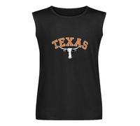 Men's Vest Tank Men's Texas Longhorns Regular Fit T Shirt Men's Sleeveless T Shirt Casual Tops Clothing Black XXL