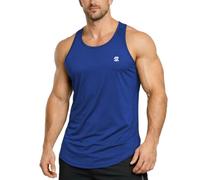 Men's Vest Tank top, Sleeveless Shirt with a Y-Shaped Back, Quick-Drying and Breathable Muscle Vest, Curved Hem, Suitable for Gym, Fitness, and Running. Blue XL