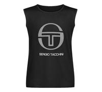 Men's Vest TankSergio Tacchini Mens Elbow Casual Crew Neck Logo T-Shirt Top Tee Men's Sleeveless T Shirt Casual Tops Clothing Black XXL