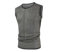 Mens Vest Tops Gym - Sleeveless Tshirt Men, Tank Top Singlet Spring Europe And The United States Casual Glossy Sleeveless Solid Color Big Yards Undershirt T Shirt (Grey, S)