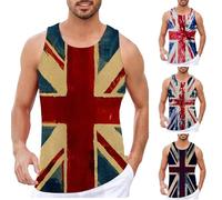 Mens Vest Tops Vintage British Flag Mens Workout Tank Top Multi Colour Plain Assorted Tank Top Vest Undershirt Valueweight