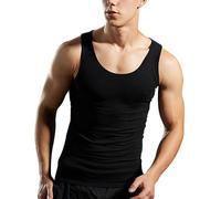 Men's Vest White / Black Wife Beater A Shirt Base Layer, black, M