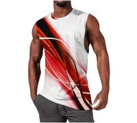 Mens Vests Clearance,Men Gym Workout Athletic Muscle Tank Tops Light Printed Pullover Vest High Elasticity Fitness Tank Top Summer Round Neck Casual Loose Sleeveless Cotton T-shirt UK Size S-4XL