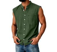 Men's Vests - Denim Vest with Pocket Retro Henley Summer Top Vests Button | Down Plain Loose Fit Tank Top Men Classic Sports Tops Adult for Workout, Everyday Use and Training Activities