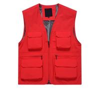 Mens Vests - Men'S Slim Fit Tank Top With Pocket And Zipper Detail Comfortable Stretchable Casual Sleeveless Shirt For Everyday Wear All Season (Red Xxl)
