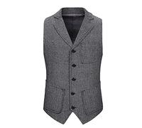 Mens Vests - Men'S Suit Vest V Neck Silm Fit Solid Formal Suit Waist Coat Lightweight For Wedding Prom Business (Grey M)