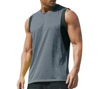 Mens Vests, Mesh Muscle Tank Top Summer Solid Color Combination Color Quick Drying Vest, Men Relaxed Breathable Leisure Fitness Sleeveless Running Vest, Men Summer Sports Gym Tank Tops Dark Gray