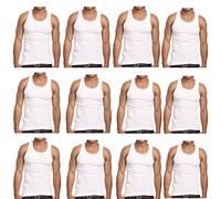 Mens Vests Sleeveless Blues Vests For Men UK Pack Mens Vest Tops Summer Vest Men Vest Tops For Men Mens Vest Tops Mens Summer Vests Mens Tank Top Vest -White Pack Of 12-2XL