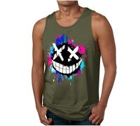 Mens Vests Summer Beach Tank Tops Tropical Hawaiian Funny Print Sleeveless Shirts Muscle Tees Vacation Shirts Crewneck Loose Fit T-Shirt Baggy Tee Trendy Outfits Streetwear