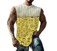 Mens Vests Summer Casual Sleeveless Hawaiian Vests T Shirt Soft Breathable 3D Printed Graphic Tropical Muscle Fashion T Shirts for Men Yellow