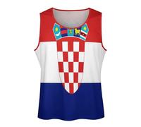 Men's Vests Tank Tops, Novelty Croatia Flag Printed Athletic Workout Muscle Sports Gym Vests Tops for Men, Fitness Bodybuilding Sleeveless T-Shirts for Training Running, XL