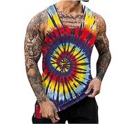 Men's Vests UK Clearance Workout Bodybuilding Tank Tops Athletic Training Gym Shirts Vest Cotton 3D Printed Tank Top Breathable Sleeveless Fitness Muscle T-Shirt M-6XL
