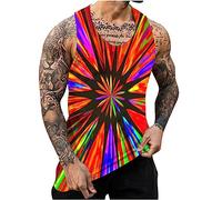 Men's Vests UK Sale Clearance Workout Bodybuilding Tank Tops Athletic Training Gym Shirts Vest Cotton 3D Printed Tank Top Breathable Sleeveless Fitness Muscle T-Shirt M-6XL
