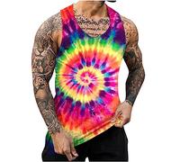 Men's Vests UK Sale Clearance Workout Bodybuilding Tank Tops Athletic Training Gym Shirts Vest Cotton 3D Printed Tank Top Breathable Sleeveless Fitness Muscle T-Shirt M-6XL
