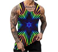 Men's Vests UK Sale Clearance Workout Bodybuilding Tank Tops Athletic Training Gym Shirts Vest Cotton 3D Printed Tank Top Breathable Sleeveless Fitness Muscle T-Shirt M-6XL