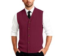 Mens Vests Wool Jumpers Sleeveless & Knitted Gilets, Ribbed Knit V-Neck Sweater Vest Cardigans, Button Down Waistcoat Jumper For Gentlemen Office Wear, Layering Piece Outfits Business Knitwear