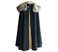 Men's Victorian steampunk cape woollen cloth Cloak medieval Lord Cosplay Cloak samurai cape Role play costume (XXXL, Navy Blue)