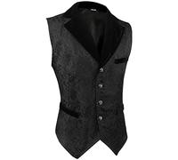 Men's Victorian Waistcoat, Paisley Suit Vest, Men's Lapel, Gothic Costume Vest, Black Medieval Suit Vest, Steampunk Gilet, Halloween Costume, Western Costume Vests for Men