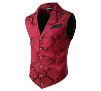 Men's Victorian Waistcoat, Paisley Suit Vest, Men's Slim Fit, Gothic Costume Vest, Classic Medieval Suit Vest, Steampunk Gilet, Halloween Costume, Wedding Costume Vests for Men, red, L