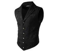 Men's Victorian Waistcoat, Paisley Suit Vest, Men's Slim Fit, Gothic Costume Vest, Classic Medieval Suit Vest, Steampunk Gilet, Halloween Costume, Wedding Costume Vests for Men, black, L