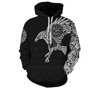 Men's Viking 3D Print Long Sleeve Hoodies - Norse Mythology Pullover Sweatshirt Novelty Drawstring Jacket