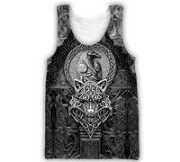 Men's Viking Armor Valknut Vest, Norse Mythology 3D Printed Celtic Wolf Crow Totem Pagan Outdoor Street Vest