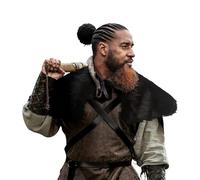 Men's Viking Faux Fur Collar with Cross Belt, Medieval Faux Fur Cape, Wrap Collar, Shawl, Capelet, Stole, Accessory, Costume Accessory for Carnival, Halloween, Party, Cosplay, Masquerade