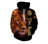 Men's Viking Hoodie Animal Lion 3D Print Hooded Sweatshirt Pullover with Pockets