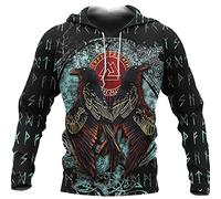 Men's Viking Hoodie Fashion Viking Tattoo 3D Printed Pullover Long Sleeve Sweatshirt Jacket Tops Streetwear