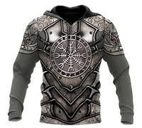 Men's Viking Hoodie Fashion Viking Tattoo 3D Printed Pullover Long Sleeve Sweatshirt Jacket Tops Streetwear