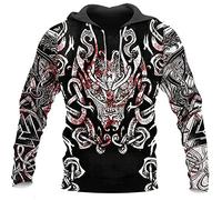 Men's Viking Hoodie Fashion Viking Tattoo 3D Printed Pullover Long Sleeve Sweatshirt Jacket Tops Streetwear