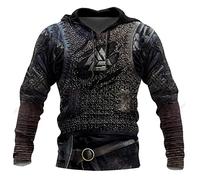 Men's Viking Hoodie Fashion Viking Tattoo 3D Printed Pullover Long Sleeve Sweatshirt Jacket Tops Streetwear