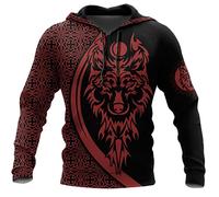 Men's Viking Hoodie Fashion Viking Tattoo 3D Printed Pullover Long Sleeve Sweatshirt Jacket Tops Streetwear