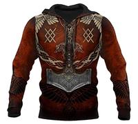 Men's Viking Hoodie Fashion Viking Tattoo 3D Printed Pullover Long Sleeve Sweatshirt Jacket Tops Streetwear