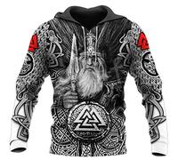 Men's Viking Hoodies Vintage Casual Viking Ragnar Viking Warrior 3D Printed Hooded Sweatshirt Drawstring Pullover with Pocket