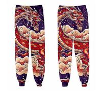 Men's Viking Tattoo 3D Printed Jogger Sweatpants - Elastic Waist Drawstring Hip Hop Tracksuit Bottoms