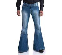 Men's Vintage Bell Bottom Jeans 60s 70s Outfits for Men,Mens Bell Bottoms Disco Pants flared jeans, Blue6, Medium