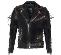 Mens Vintage Black Brando “Live to Ride” Embossed Eagle Leather Biker Motorcycle Jacket 3XL