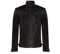 Men's Vintage Black Leather Retro Jacket Classic Racing Quilted Biker Moto Fashion Jacket 3XL